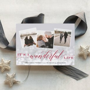Cartes Pour Fêtes Annuelles Bokeh Flare   Holiday Photo Collage Card