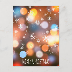 Cartes Pour Fêtes Annuelles Bokeh Lumières Flocons de Neige - Noël Moderne Élé
