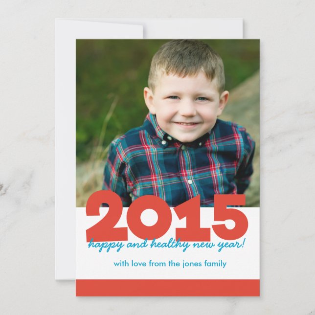 Cartes Pour Fêtes Annuelles Bold 2015 avec photo arrière (Devant)