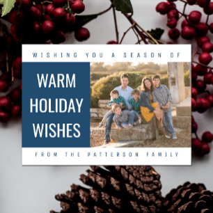 Cartes Pour Fêtes Annuelles Bold Geometric Holiday Photo Card   Blue