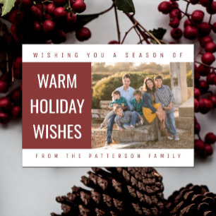 Cartes Pour Fêtes Annuelles Bold Geometric Holiday Photo Card   Burgundy