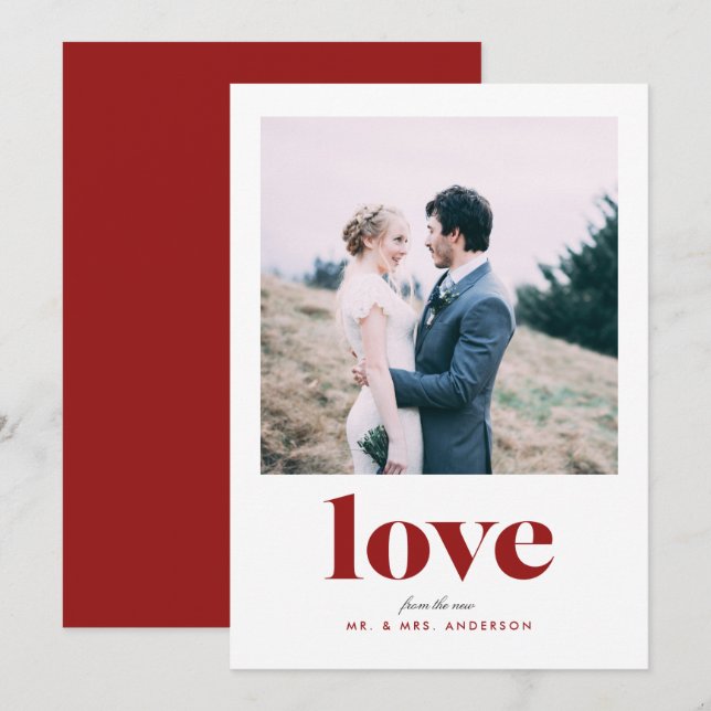 Cartes Pour Fêtes Annuelles Bold Love photo nouvellement mariée Valentine's Da (Devant / Derrière)