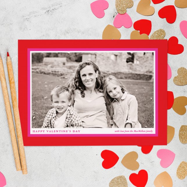 Cartes Pour Fêtes Annuelles Bold Red Frame Famille Saint Valentin (Créateur téléchargé)