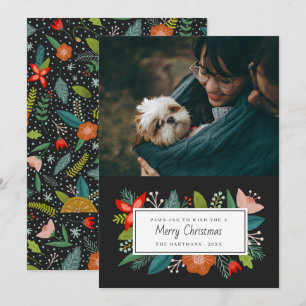 Cartes Pour Fêtes Annuelles Bold Retro Citrus & Floral Photo Fêtes