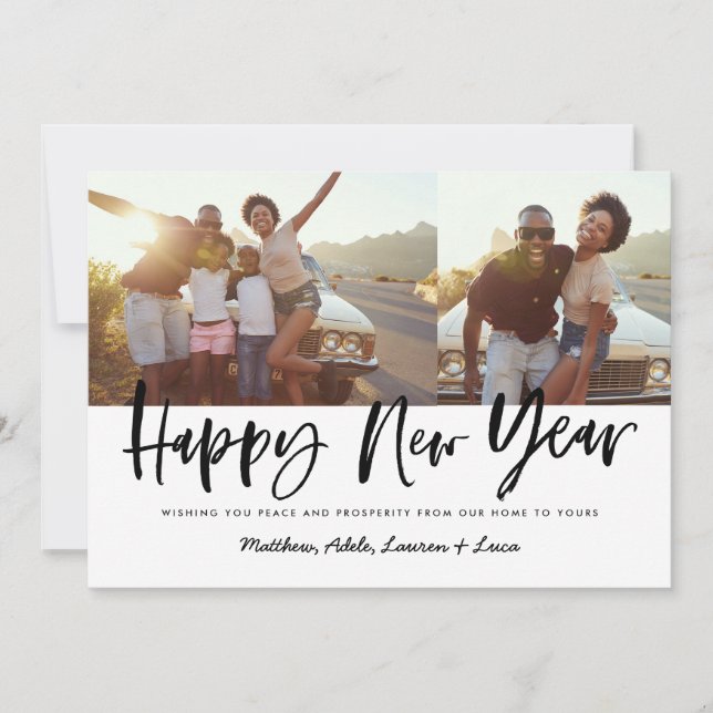Cartes Pour Fêtes Annuelles bold script heureux nouvelle année multi photo nou (Devant)