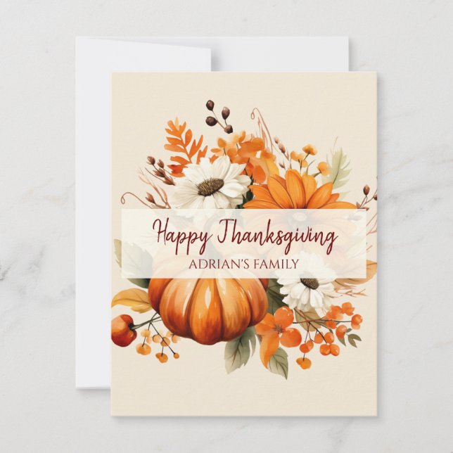 Cartes Pour Fêtes Annuelles Bon Action de grâce (Devant)