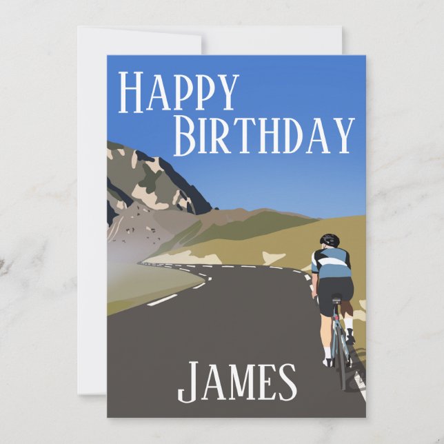 Cartes Pour Fêtes Annuelles Bon anniversaire vélo de route, Col du tourmalet (Devant)