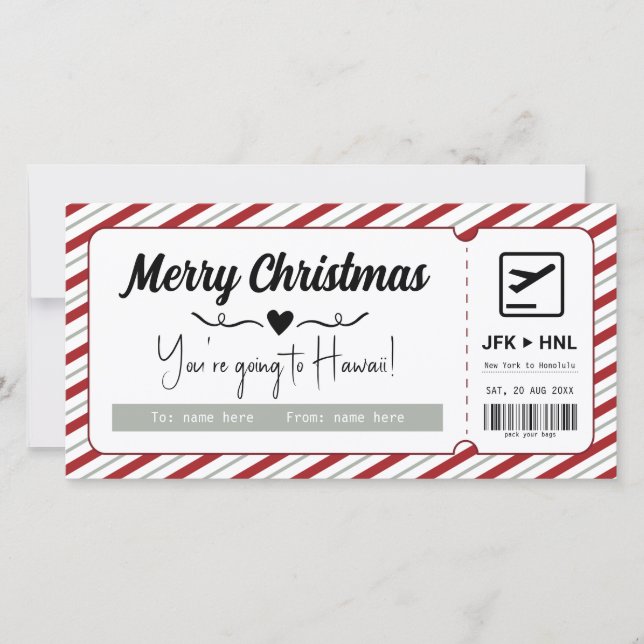 Cartes Pour Fêtes Annuelles Bon cadeau de vacances surprise numérique ou impri (Devant)