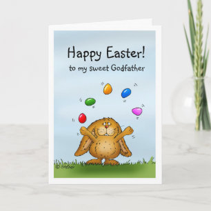 Cartes Pour Fêtes Annuelles Bon Parrain de Pâques mignon lapin