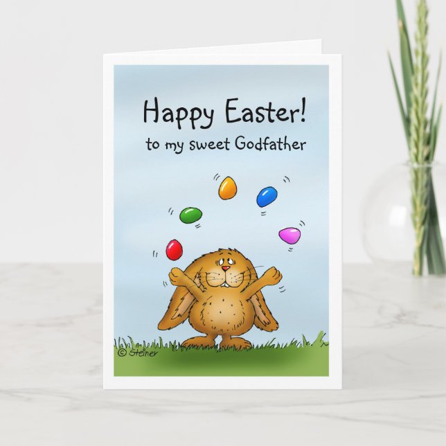 Cartes Pour Fêtes Annuelles Bon Parrain de Pâques mignonette Bunny (Devant)