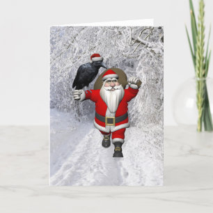 Cartes Pour Fêtes Annuelles Bon Père Noël Avec Un Gros Corbeau