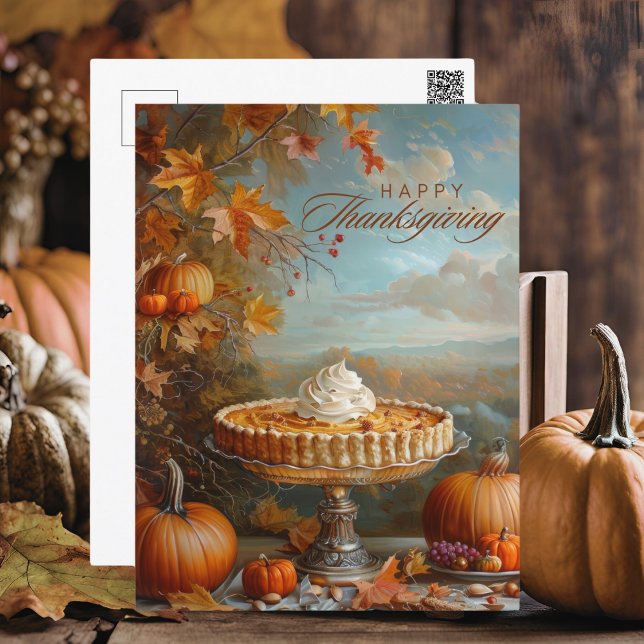 Cartes Pour Fêtes Annuelles Bon thanksgiving à tarte Citrouille à feuilles d'a (Créateur téléchargé)