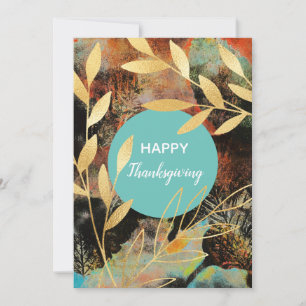 Cartes Pour Fêtes Annuelles bon thanksgiving abstrait feuille d'automne d'or