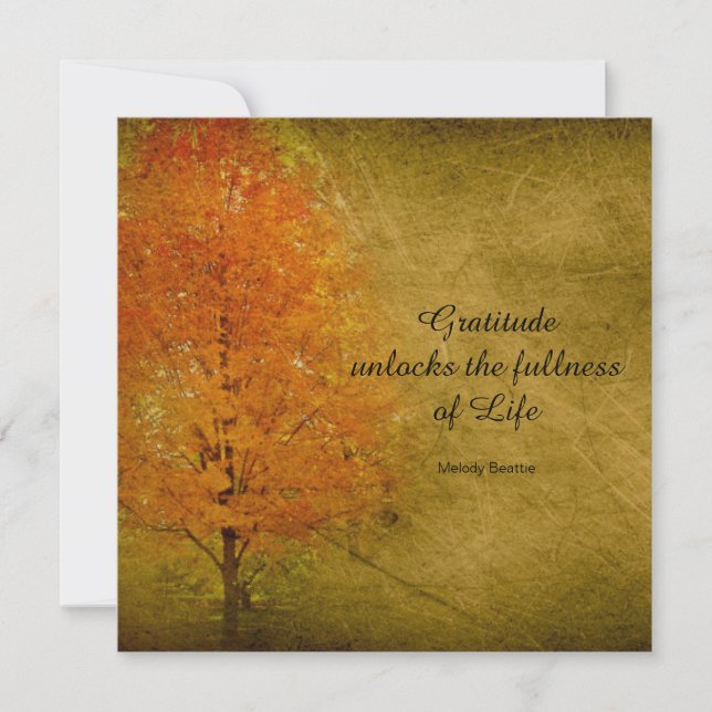 Cartes Pour Fêtes Annuelles Bon thanksgiving Automne Feuilles Gratitude Appart (Devant)
