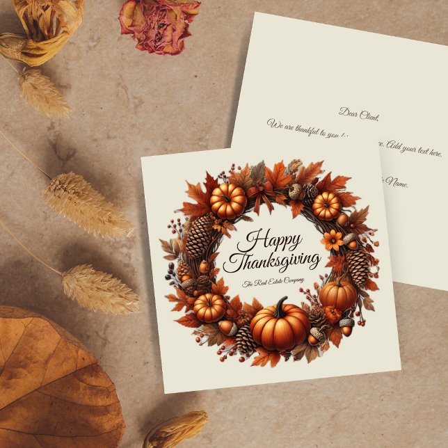 Cartes Pour Fêtes Annuelles Bon thanksgiving Automne Feuilles Wreath Company (Créateur téléchargé)
