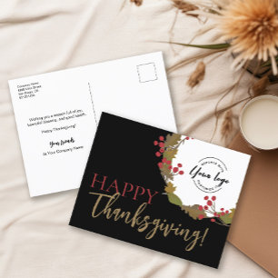 Cartes Pour Fêtes Annuelles Bon thanksgiving Automne Wreath logo de l'entrepri