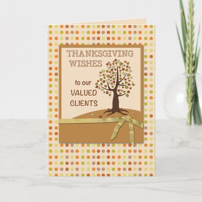 Cartes Pour Fêtes Annuelles Bon thanksgiving aux clients Points et Arborescenc (Devant)