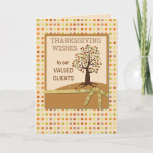 Cartes Pour Fêtes Annuelles Bon thanksgiving aux clients Points et Arborescenc
