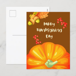 Cartes Pour Fêtes Annuelles Bon thanksgiving avec Citrouille mignon et Pine Ho