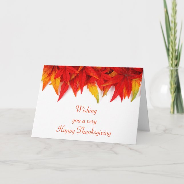 Cartes Pour Fêtes Annuelles Bon thanksgiving avec les feuilles d'automne texte (Devant)