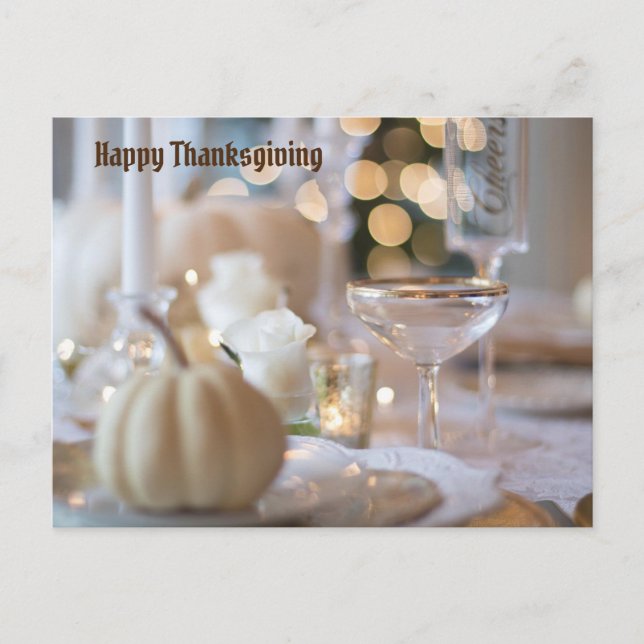 Cartes Pour Fêtes Annuelles Bon thanksgiving blanc de la table (Devant)