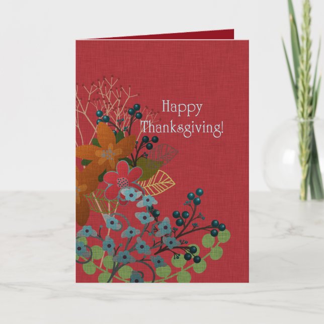 Cartes Pour Fêtes Annuelles Bon thanksgiving ! Branches de Berry d'automne (Devant)