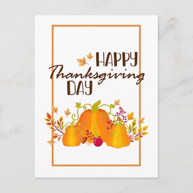 Cartes Pour Fêtes Annuelles Bon thanksgiving Citrouille de jour avec Feuilles  (Devant)