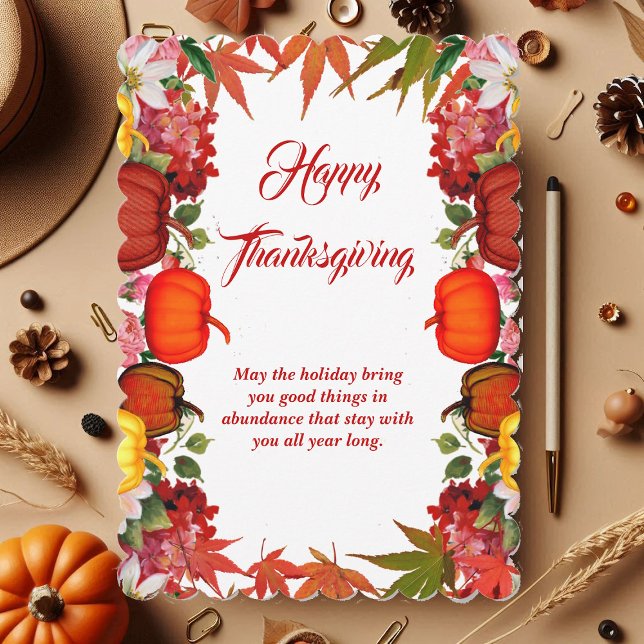 Cartes Pour Fêtes Annuelles Bon thanksgiving Citrouille MFeuille (Happy Thanksgiving Fall Pumpkins Maple Leaves Holiday Card)