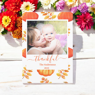 Cartes Pour Fêtes Annuelles Bon thanksgiving citrouille Photo Orange Plaid