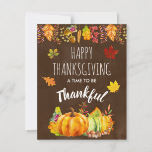 Cartes Pour Fêtes Annuelles Bon thanksgiving Citrouilles et feuillage d'automn