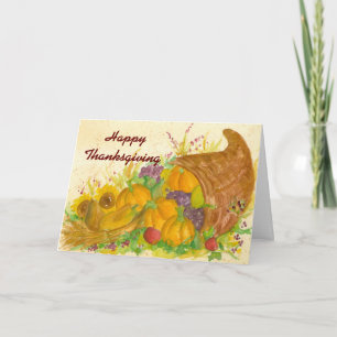 Cartes Pour Fêtes Annuelles Bon thanksgiving Cornucopia Aquarelle Art