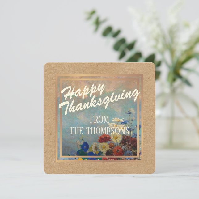 Cartes Pour Fêtes Annuelles Bon thanksgiving d'aquarelle florale personnalisé (Debout devant)