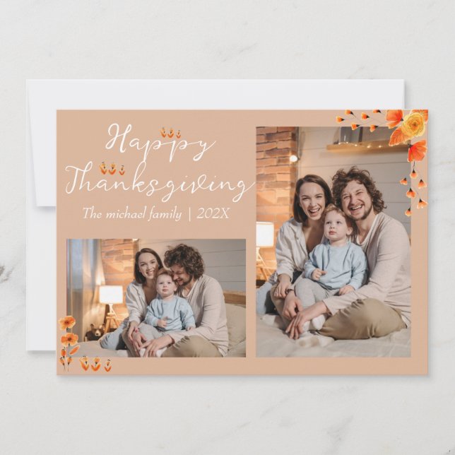 Cartes Pour Fêtes Annuelles bon thanksgiving d'arbres d'automne | Photo de fam (Devant)
