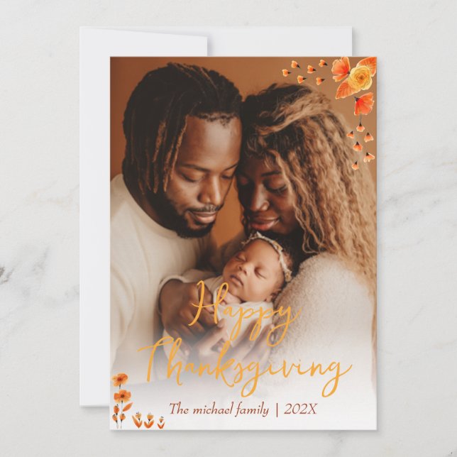 Cartes Pour Fêtes Annuelles bon thanksgiving d'arbres d'automne | Photo de fam (Devant)