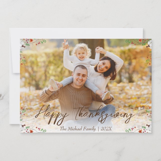 Cartes Pour Fêtes Annuelles bon thanksgiving d'arbres d'automne | Photo de fam (Devant)