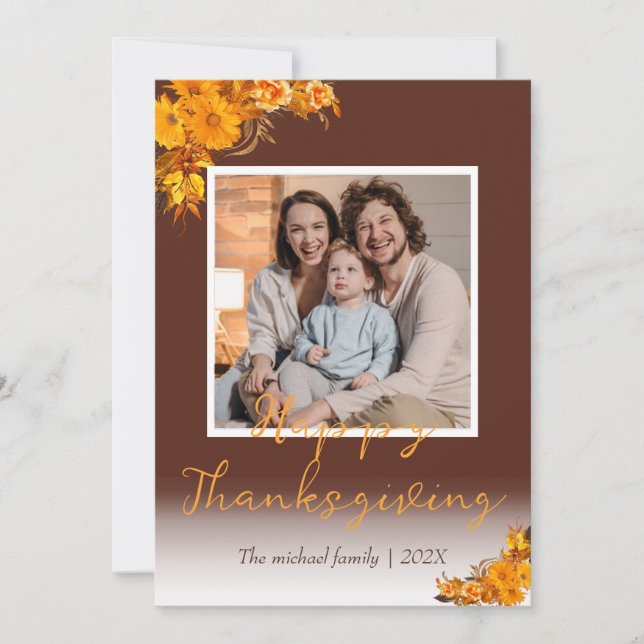 Cartes Pour Fêtes Annuelles bon thanksgiving d'arbres d'automne | Photo de fam (Devant)