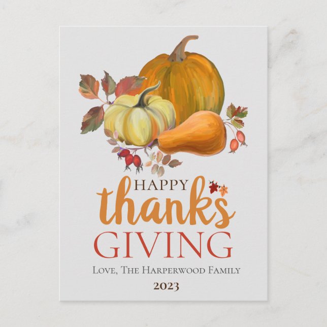 Cartes Pour Fêtes Annuelles Bon thanksgiving d'automne de la récolte de l'aqua (Devant)