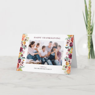 Cartes Pour Fêtes Annuelles Bon thanksgiving de cadre floral d'automne rustiqu