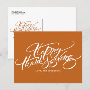 Cartes Pour Fêtes Annuelles Bon thanksgiving de calligraphie moderne Orange