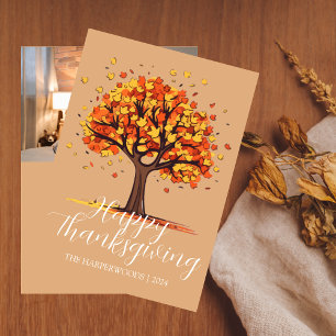 Cartes Pour Fêtes Annuelles Bon thanksgiving de chute simple photo de famille