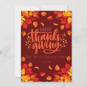 Cartes Pour Fêtes Annuelles Bon thanksgiving de feuilles d'automne moderne sim