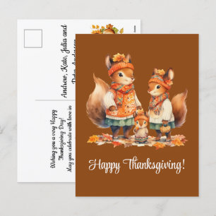 Cartes Pour Fêtes Annuelles Bon thanksgiving de la famille des écureuils