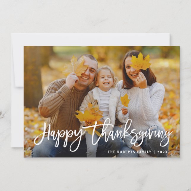 Cartes Pour Fêtes Annuelles Bon thanksgiving de lettrage de brosse blanche (Devant)