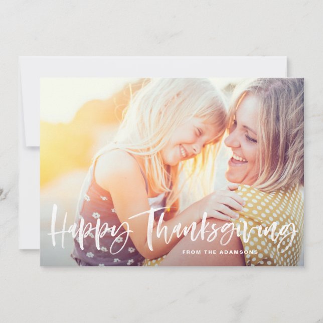 Cartes Pour Fêtes Annuelles Bon thanksgiving de lettres de pinceau blanc photo (Devant)