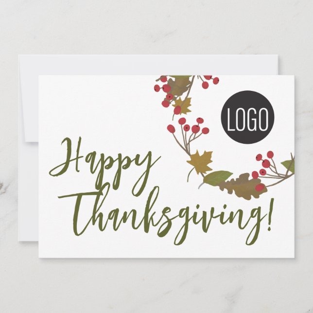 Cartes Pour Fêtes Annuelles Bon thanksgiving de logo personnalisé de l'entrepr (Devant)
