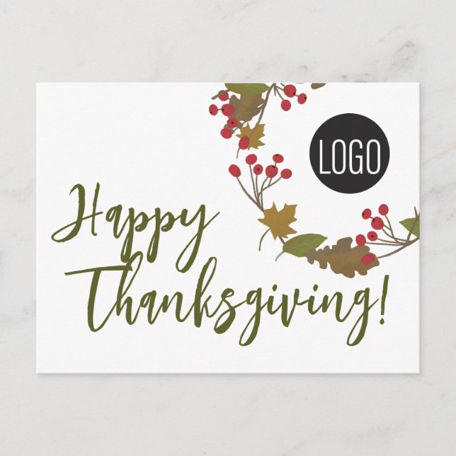 Cartes Pour Fêtes Annuelles Bon thanksgiving de logo personnalisé de l'entrepr (Devant)
