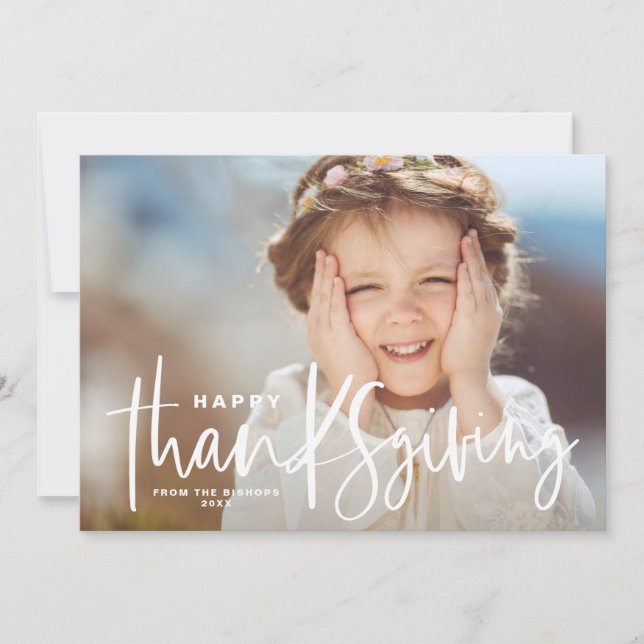 Cartes Pour Fêtes Annuelles Bon thanksgiving de superposition de script manusc (Devant)