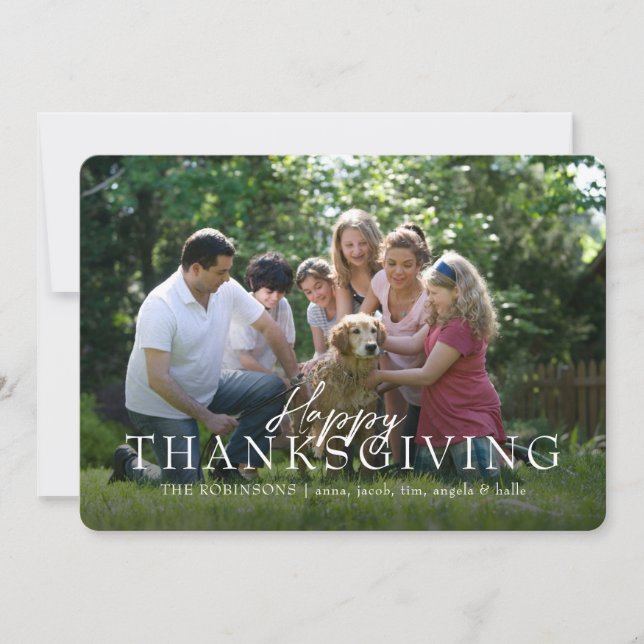 Cartes Pour Fêtes Annuelles Bon thanksgiving de superposition de script photo (Devant)