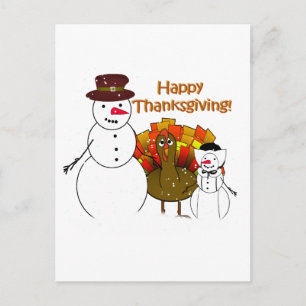 Cartes Pour Fêtes Annuelles Bon thanksgiving des pèlerins de neige