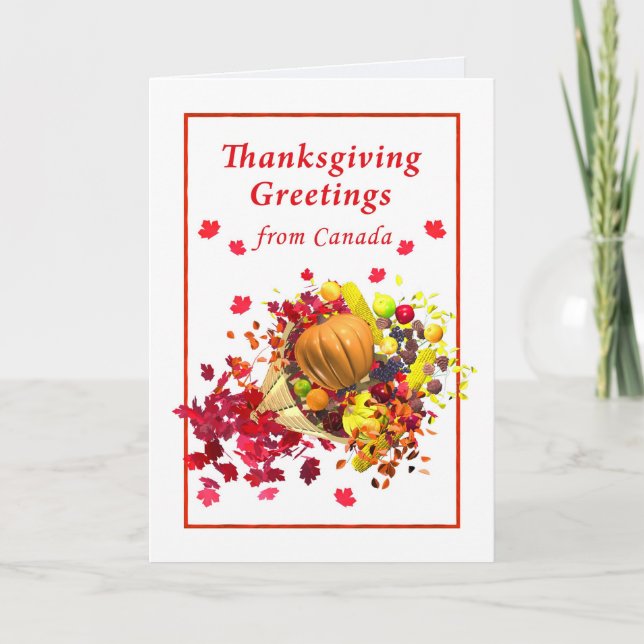 Cartes Pour Fêtes Annuelles Bon thanksgiving du Canada Cornucopia (Devant)